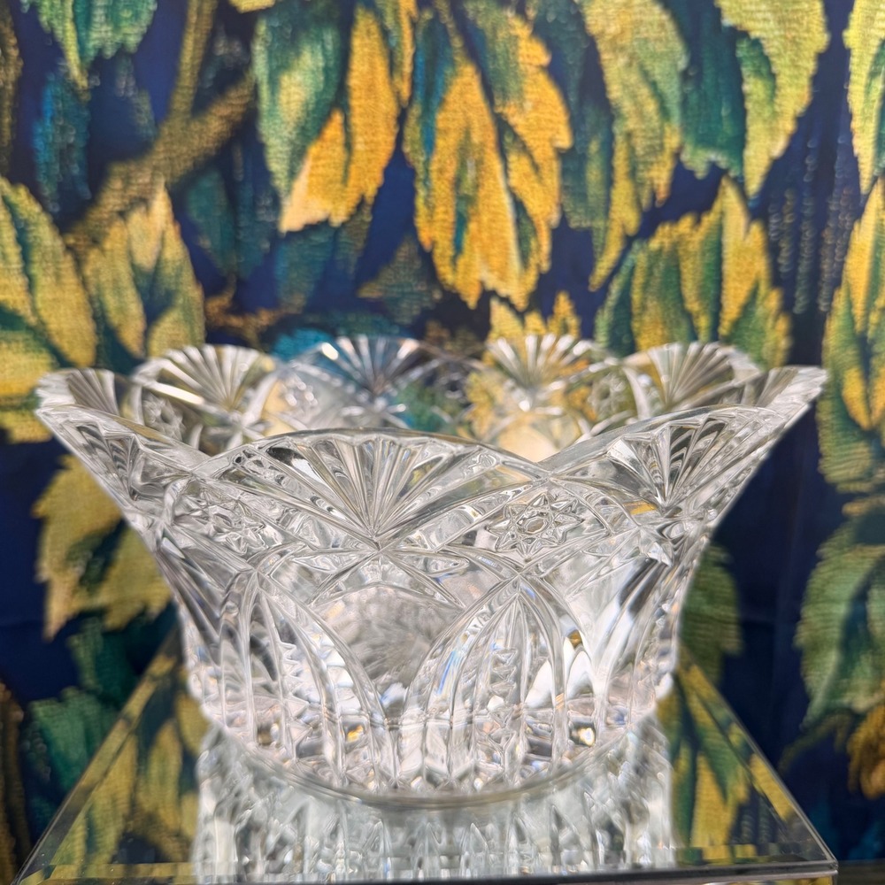 J.G. Durand Bretany Lead Crystal Bowl  France Starburst Centerpiece